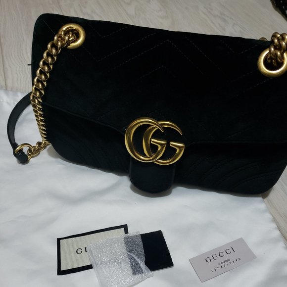 ❌SOLD❌ GUCCI Black Velvet Small GG Marmont - Picture 14 of 16